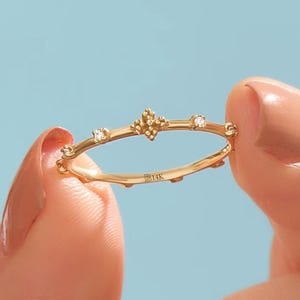 14k Solid Gold Rosary Ring for Women Cross Ring Dainty Catholic Ring Minimalist Christian Ring 18k Religious Gift Ring for Mom Jewelry Gifts