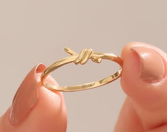 14k Gold Dainty Knot Ring, Solid Gold Love Knot Ring,  Womens Small Promise Ring, Tiny Friendship Ring, Simple Infinity Knot Ring