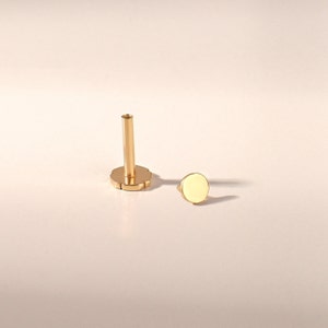 14k Gold Dot Piercing Earrings, Solid Gold Circle Stud Earrings, Dainty Disc Piercing, Simple Piercing Studs for Men and Women image 3