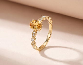 14K Solid Gold Color Changing Diaspora Ring, Oval Cut Turkish Diaspora Engagement Ring, Vintage Milgrain Art Deco Band, Gift for Her