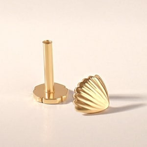 Piercing a conchiglia, orecchini a bottone in oro 14k per donna, orecchini solidi, orecchini piccoli, orecchini delicati, orecchini minimalisti regalo
