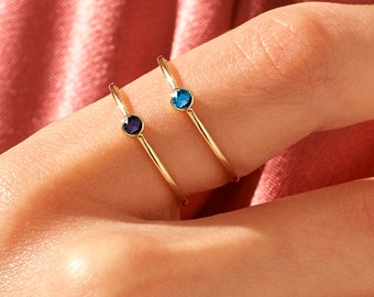 Custom 5mm Round Birthstone Stacking Ring in Gold or Platinum