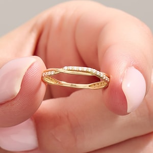 Solid Gold Twisted Wedding Ring, Braided Eternity Ring for Women, Twist Gold Band, Stacking Wedding Ring, Intertwined Ring, Gift for Her