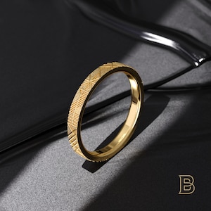 Solid 14K Gold Wedding Band – Egyptian Inspired Vintage Gold Ring for Women or Men, Minimalist Solid Gold Band for Marriage,Timeless Jewelry