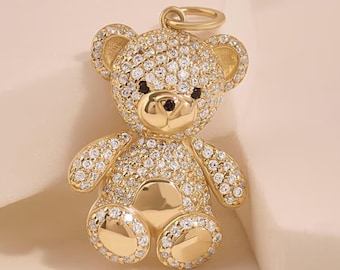 Anhänger Bär Mit Zirkonia Aus 585er Gold