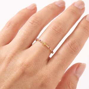 Ruby Rosary Ring in 14K Solid Gold, July Birthstone Cross Band, Dainty Catholic Prayer Ring, Red Gemstone Pinky Ring, Faith Gift for Her