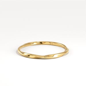 14K Solid Gold Twist Ring, Ultra Thin Minimalist Stacking Band, Dainty Rope Style Jewelry, Gift for Her