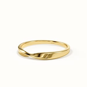 Mobius Wedding Band, Gold Twist Ring for Women, 14K Solid Gold & White Gold Infinity Ring, Anniversary Wedding Gift