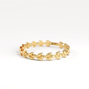 14k Solid Gold Vine Leaf Ring - Botanical Wedding Band - Nature Inspired Gold Stacking Ring - Dainty Leaves Band for Her - Boho Fine Jewelry