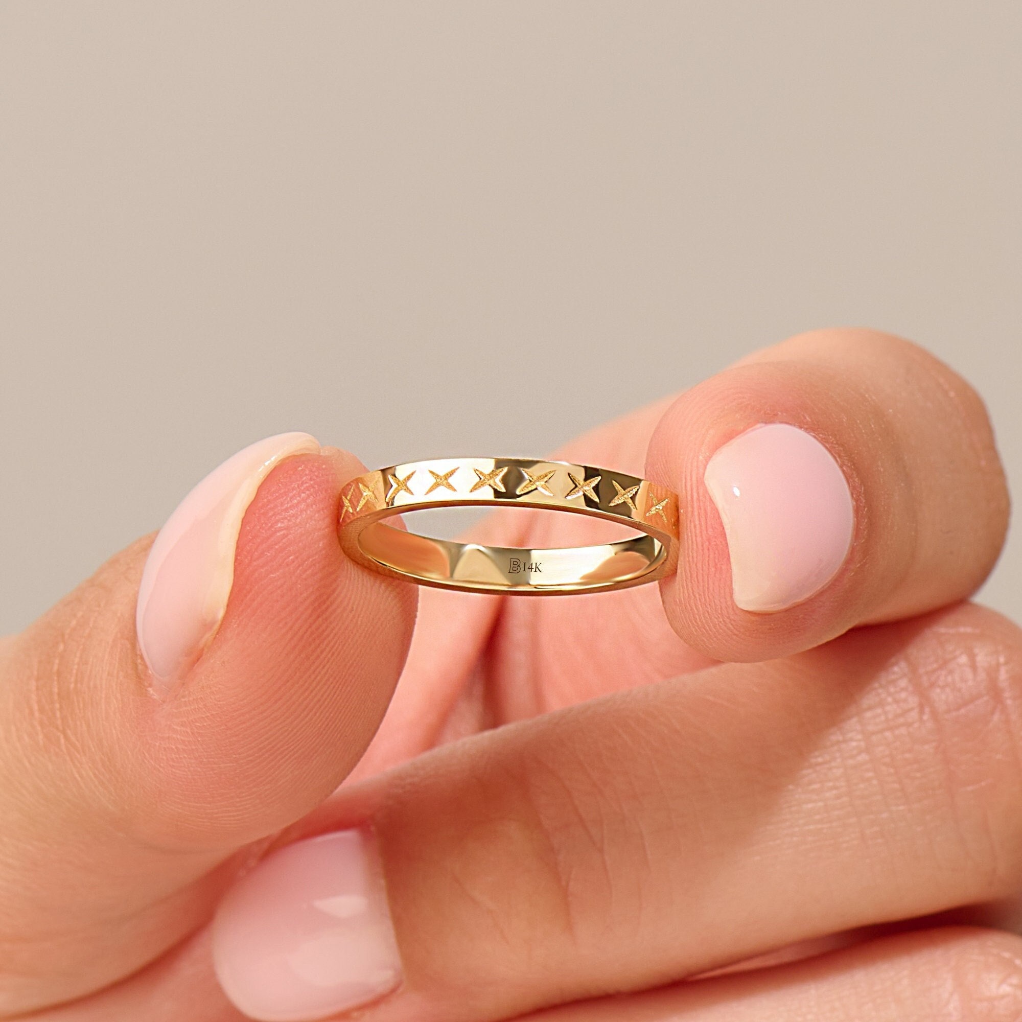 Anello Liscio Taglia 3 Placcato Oro 14kt - Unisex, Fedina Nuziale O Per Mignolo, J-mania, USA