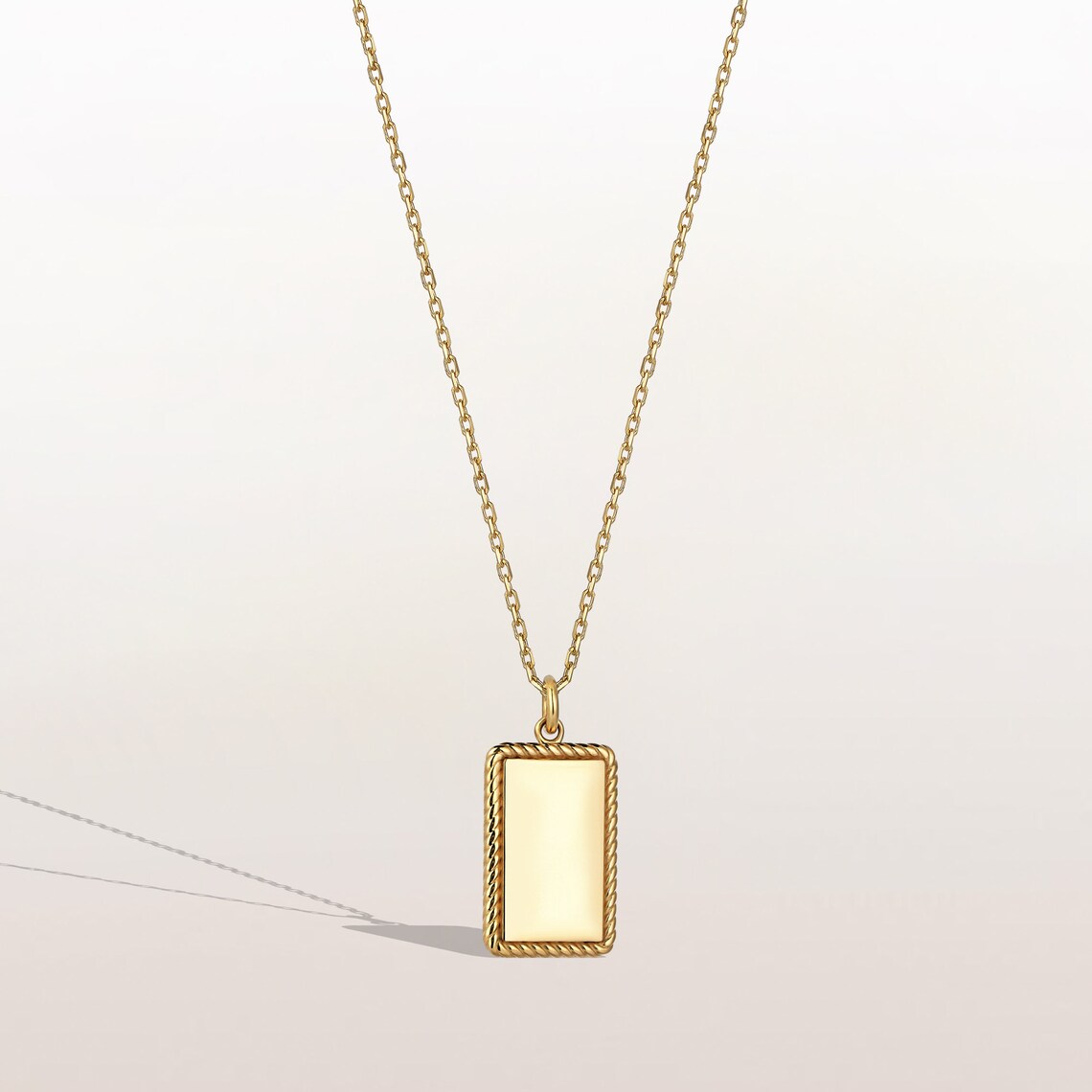 14k Solid Gold Engravable Pendant Personalised Pendant Etsy