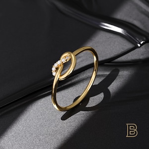 14k Solid Gold Knot Ring Dainty Love Knot Promise Ring Thin Gold Friendship Ring Bridesmaid Jewelry Minimalist Ring Gift for Her
