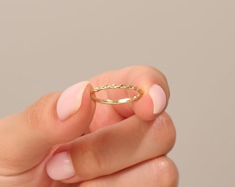 14k Gold Twisted Wedding Ring Solid Gold Stackable Ring for Women Minimalist Marriage Ring Dainty Stacking Ring Real Gold Twisted Rope Ring