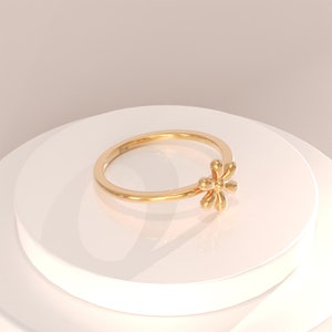 AFFY Simple Daisy Flower Promise Ring 14k White Gold Over Sterling Silver For Women Ring Size 8