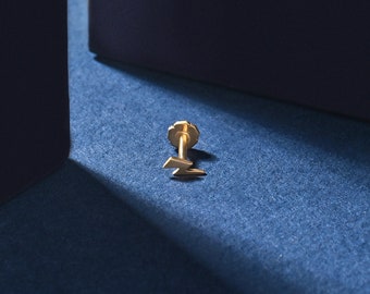 Orecchini a perno a forma di fulmine in oro massiccio 14k