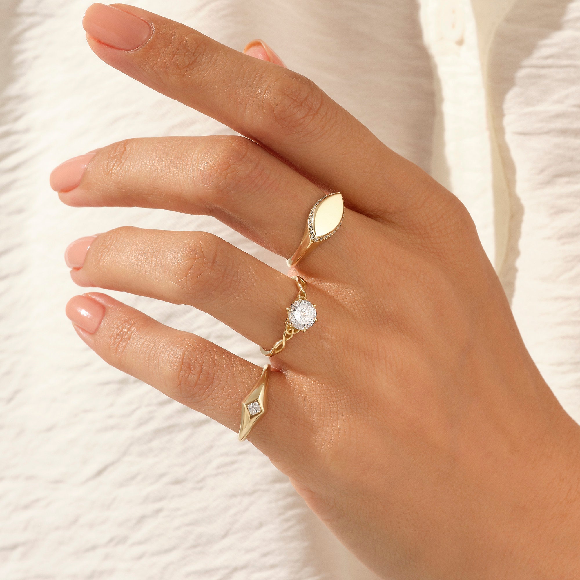 フィリップ クランジ Twist Ring 鉄 ゴールド ガーネット14k