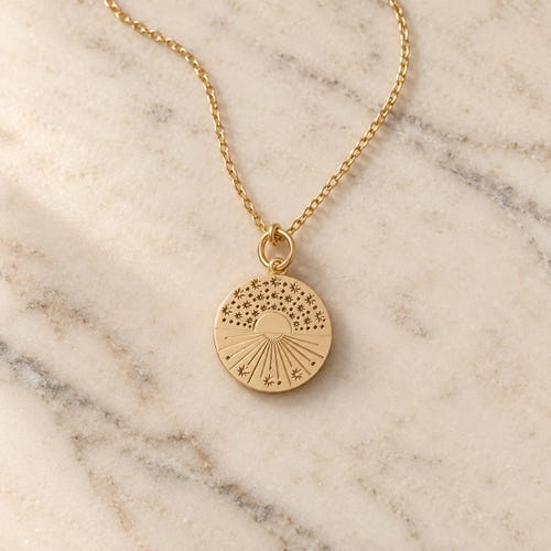 Sun Pendant Necklace, 14K Solid Gold Sunshine Charm, Meaningful Celestial Gift for Her