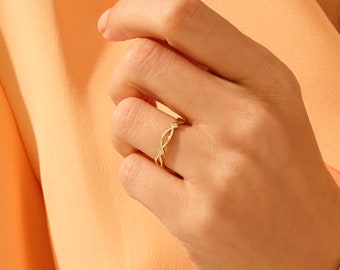 14k Solid Gold Premium Celtic Ring | Unique Irish Wedding Band | Minimalist Knot Ring Women | Eternity Matching Band | Couples Braided Ring