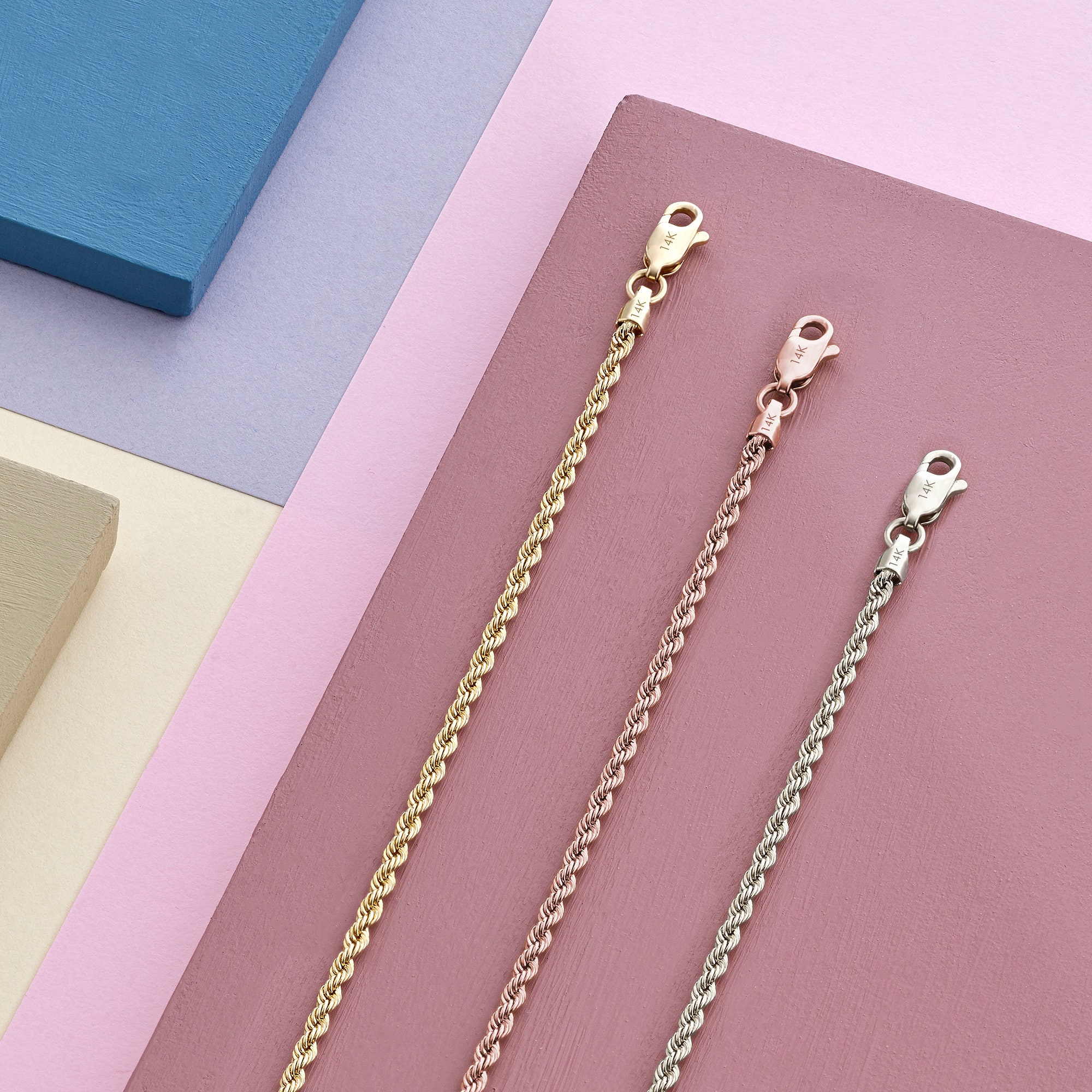 14k Solid Gold Rope Chain Bracelet Rope Chain Bracelet Etsy UK