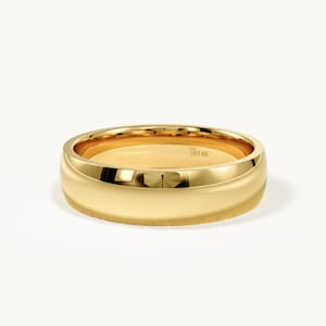 14K Solid Gold Dome Wedding Band, Simple His and Hers Ring Yellow Gold, Commitment Rings for Couples