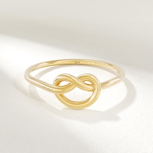 Solid Gold Knot Ring, 14k Gold Minimalist Ring for Women, Unique Stackable Ring, Dainty Everyday Ring, Knot Ring for Girlfriend Gift