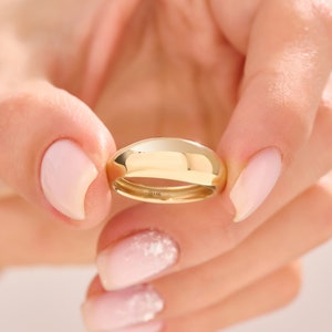 14k Solid Gold Dome Ring Women Chunky Gold Ring 18kt Thick Ring Band Pinky Ring Dome Signet Ring 10k Gold Jewelry Gift Ring for Mom 14 Karat