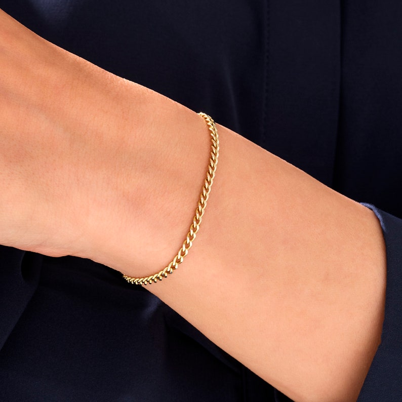 Gold curb chain bracelet womens Clearance