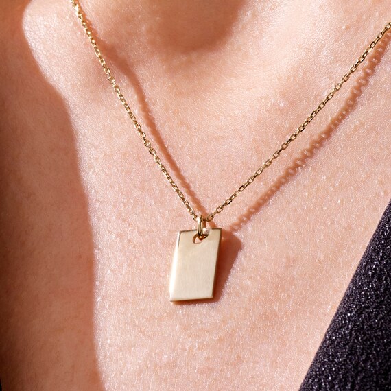 14k Solid Gold Minimal Tag 