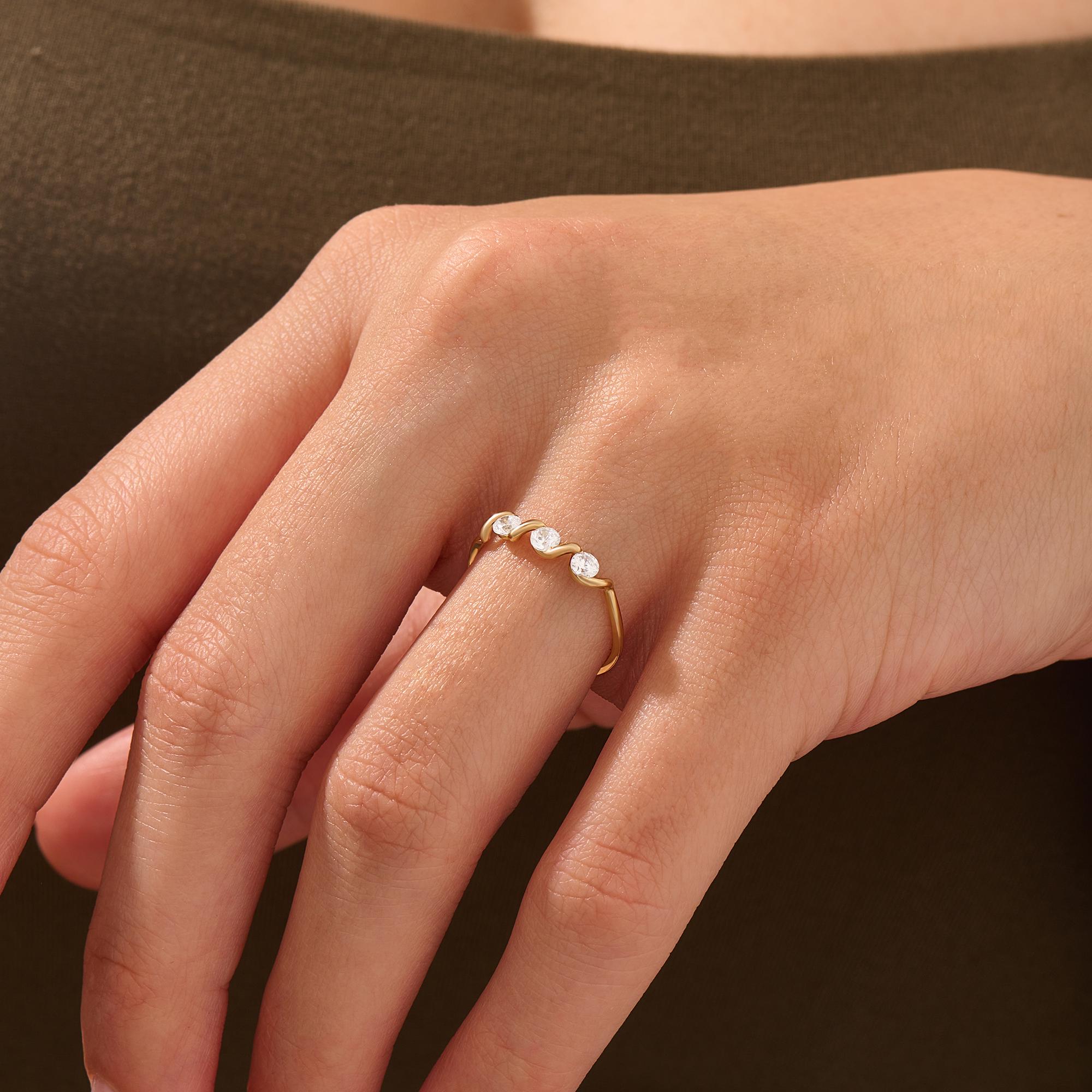 Moissanite Stacking Ring Gold for Women 14k Solid Gold