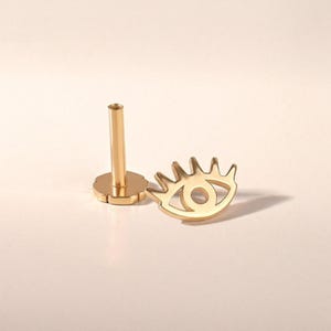 Evil Eye Stud Earrings, Dainty Protection Piercing, 14K Solid Gold Minimalist Helix Studs, Spiritual Gift Her