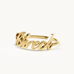 Custom Name Ring 14K Solid Gold, Personalized Gold Ring Women, Dainty Name Band, Initial Ring, Stacking Ring, Birthday Graduation Gift