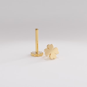 Piercing a forma di trifoglio in oro massiccio 14k, piccoli orecchini a perno per donna, oro giallo rosa e bianco, orecchini per bambina e figlia.