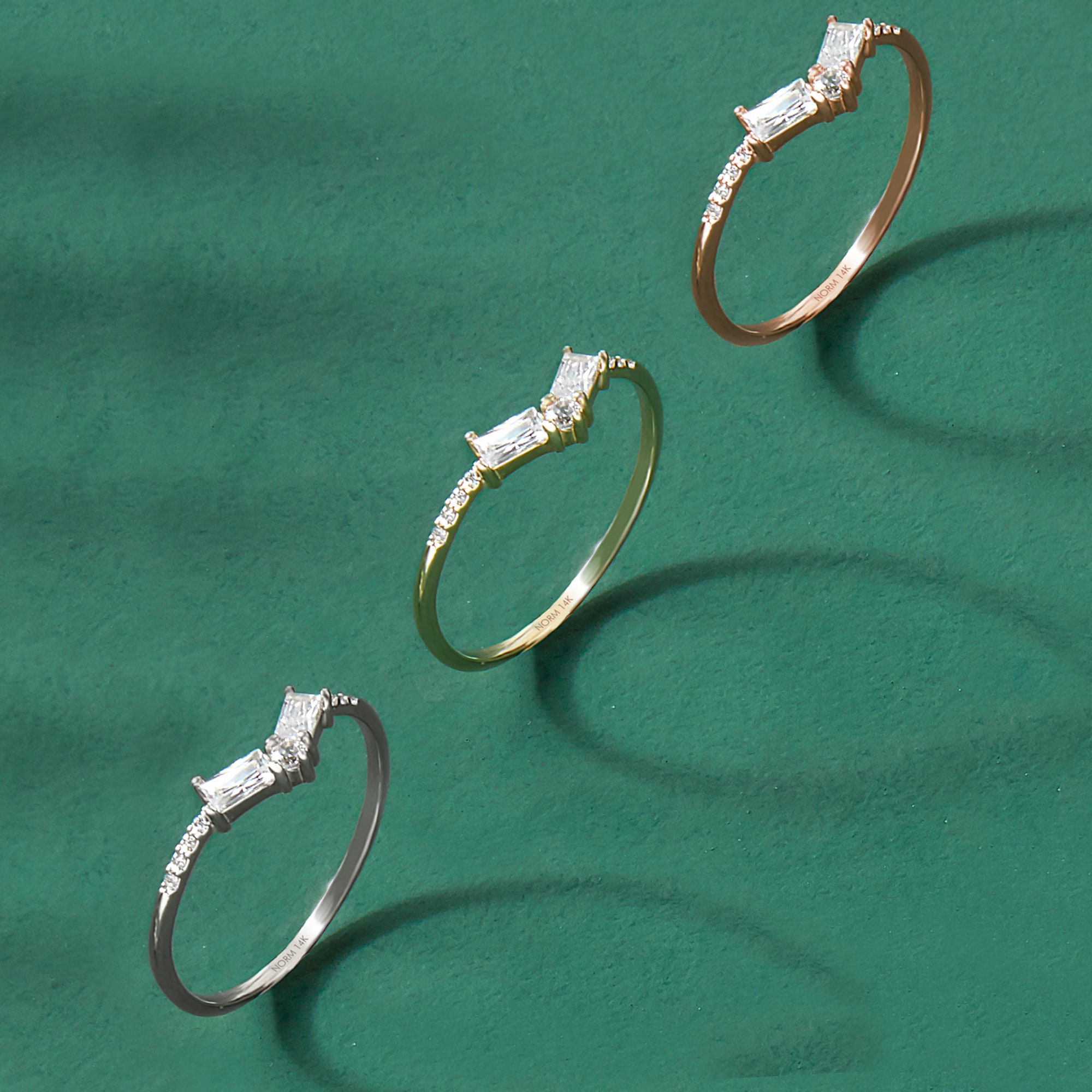 14k Solid Gold Curved Baguette Ring Baguette Wedding Ring | Etsy