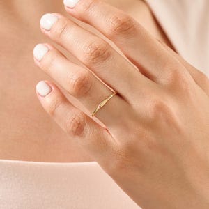 Dainty Birthstone Signet Ring | 10K Solid Gold Slim Letter Ring | Personalized Gemstone Pinky Band | Minimalist Gold Jewelry | Gift for Her image 5