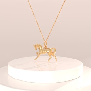 Solid Gold Horse Pendant,14k Gold Dainty Animal Necklace for Women,Tiny Charm Pendant, Real Gold Everyday Pendant, Horse Lover Gift