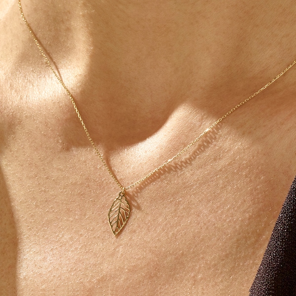 Gold Leaf Necklace Etsy