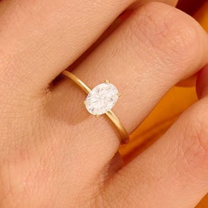 Oval Engagement Ring • Moissanite Solitaire Ring • 14k Solid Gold Rings • Oval Cut Ring • Moissanite Ring Women • Proposal Jewelry Gift