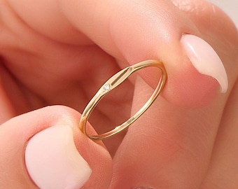 14k Solid Gold Signet Ring • Tiny Pinky Ring for Women • Dainty Minimalist Band • Stacking Everyday Ring • Anniversary Gift for Her
