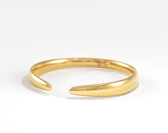 14K Solid Gold Open Cuff Ring, Minimalist Claw Wrap Ring for Women, Adjustable Style Tapered Band, Dainty Statement Ring, 18K Gold Jewelry