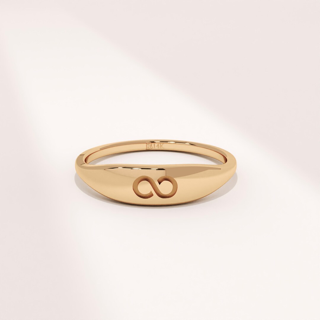 Infinity Signet Ring Infinity Symbol Engraved Pinky Signet Ring for Women in 10K / 14K / 18K ...