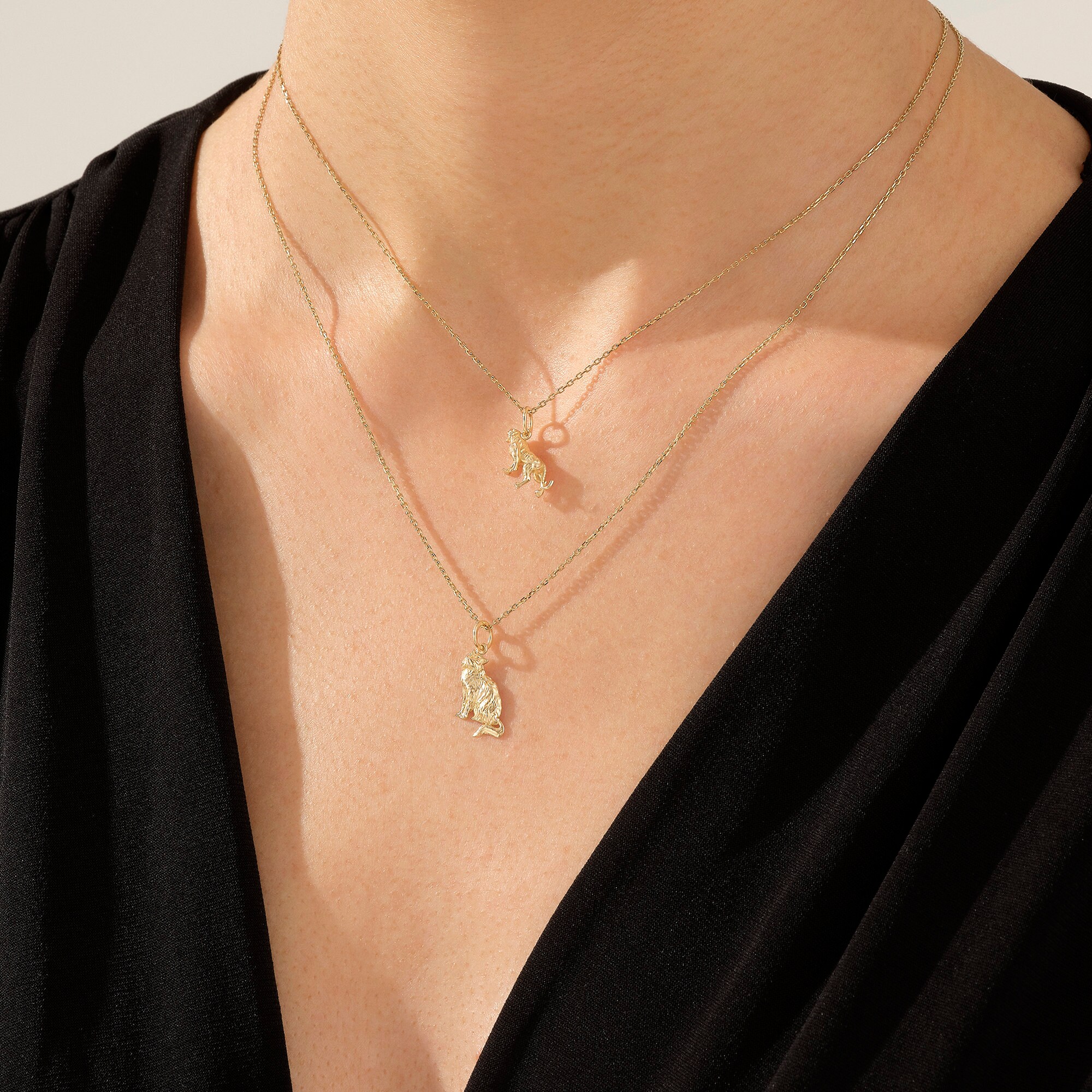 Solid Gold Tiger Pendant, 14k Animal Figure Charm Necklace Solid Gold Tiger Pendant, 14k Animal Figure Charm Necklace