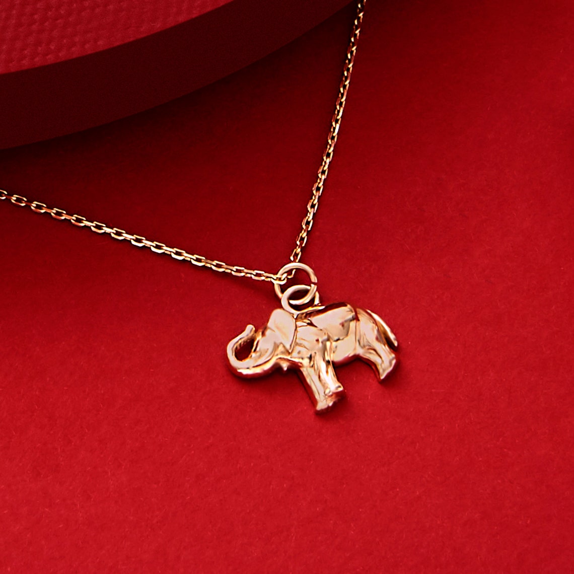 14k Solid Gold Elephant Pendant Etsy