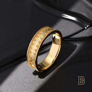 14k Solid Gold Greek Wedding Band, His and Hers Byzantine Rings, Vintage Matching Couple Bands, Thick Gold Ring for Men & Women Bridal Band