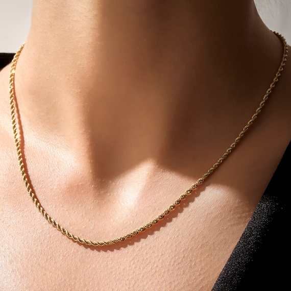 14k Gold Rope Chain Necklace Real Gold Chain Necklace twist Chain