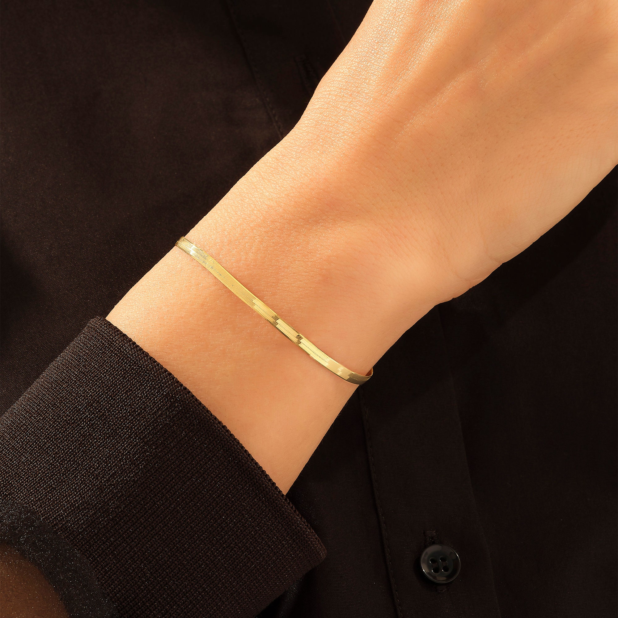 14k Solid Gold Herringbone Chain 