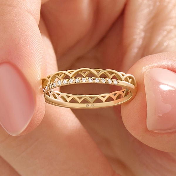14K Solid Gold Celtic Knot Ring – Eternity Irish Wedding Band, Meaningful Anniversary Ring