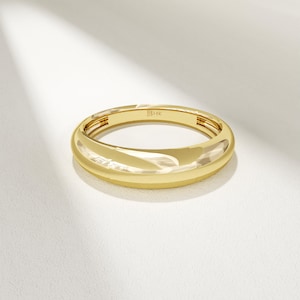 14k Solid Gold Dome Wedding Band for Women • Low Dome Plain Gold Ring • Shiny 10k 14k 18k Band • Classic Jewelry Gift for Wife Anniversary