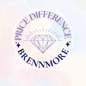 May include: A circular logo with the text "PRICE DIFFERENCE" and "BRENNMORE" in a dark blue font. A diamond graphic is in the center, with radiating lines. The background has a soft, pastel color gradient.