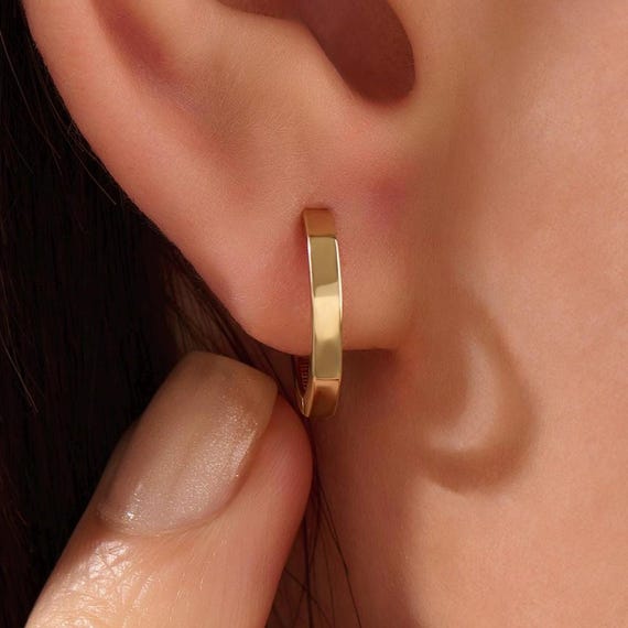 Orecchini A Cerchio Doppi 14k Oro Placcato – Minimalisti, Ipoallergenici, Regalo Per Donne, 28.5 Mm
