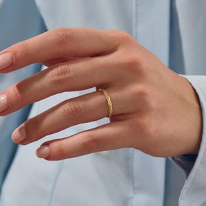 14K Solid Gold Twist Ring – Braided Rope Band Minimal Stacking Ring